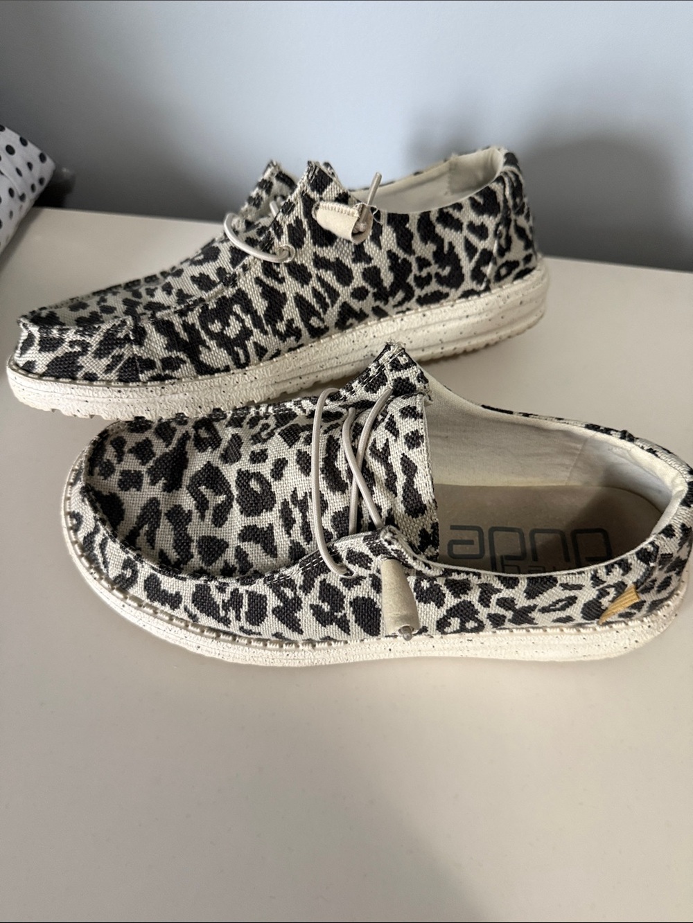 Hey Dude Leopard Print Canvas Slip-Ons - Black & White